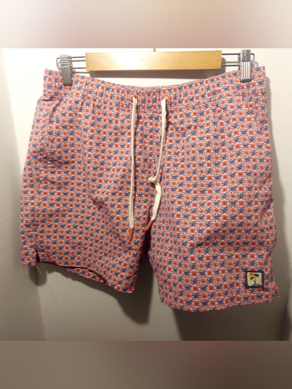 Marine Layer Floral Geometric Print Pattern Swim Trunks Board Shorts Size Medium